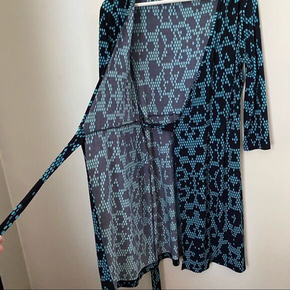 Banana Republic Dress Wrap Circle Geometric Pattern V-Neck Midi Business Casual - Picture 2 of 9